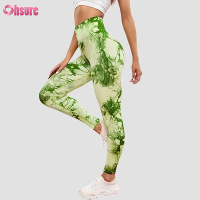 Neue Mode 2024 Hohe Taille Fitness Hosen Schnelle Trockene Lauf Yoga Hosen Elastische Taille Slim Fit Sport Strumpfhosen Tie Dye Design