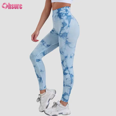 Neue Mode 2024 Hohe Taille Fitness Hosen Schnelle Trockene Lauf Yoga Hosen Elastische Taille Slim Fit Sport Strumpfhosen Tie Dye Design