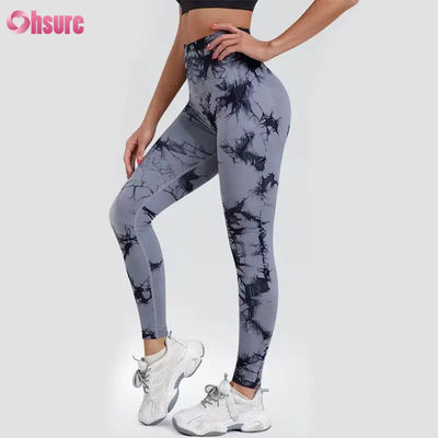 Neue Mode 2024 Hohe Taille Fitness Hosen Schnelle Trockene Lauf Yoga Hosen Elastische Taille Slim Fit Sport Strumpfhosen Tie Dye Design