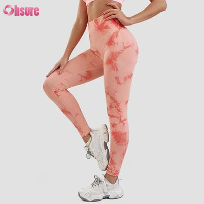 Neue Mode 2024 Hohe Taille Fitness Hosen Schnelle Trockene Lauf Yoga Hosen Elastische Taille Slim Fit Sport Strumpfhosen Tie Dye Design
