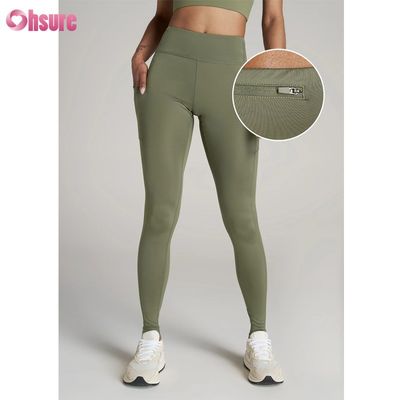 Strukturierte Sport Leggings Fitness Yoga Sporthosen mit Reißverschluss-Design Sport Yoga Leggings für Damen
