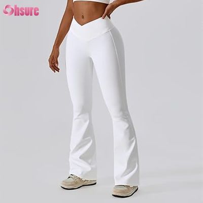 Custom Flare Hosen Fitness Frauen Leggings V-Form Waistband Yoga Hosen