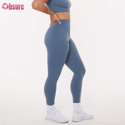 Hohe Taille Polyester Volle Länge Kompression Workout Training Leggings für Damen