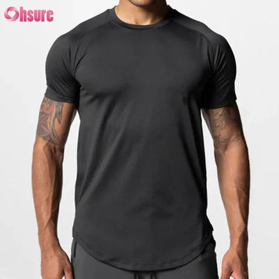 Größe Männer Fitness-T-Shirts Oberfläche Blank Seidenbildschirmdruck Kurzärme Schnelle Trockene Baumwolle Mannschaft Hals Übergroße Sport-T-Shirts