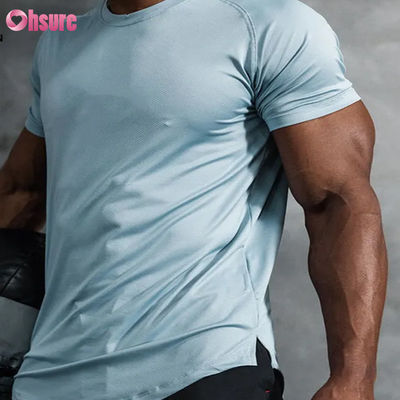 Größe Männer Fitness-T-Shirts Oberfläche Blank Seidenbildschirmdruck Kurzärme Schnelle Trockene Baumwolle Mannschaft Hals Übergroße Sport-T-Shirts