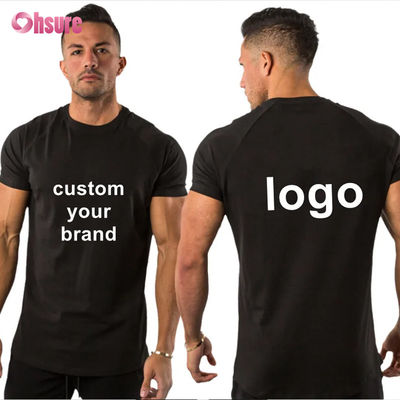 95% Baumwolle 5% Elasthan Individuelles privates Logo Workout-Kleidung Gymnastikbekleidung Fitness-Bekleidung Einfaches, schlichtes Herren-T-Shirt Sport