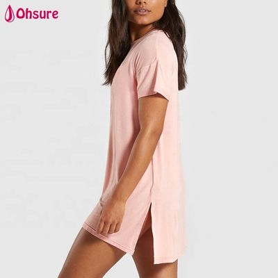 Custom 95% Baumwolle 5% Spandex Frauen mit Split Hem Long Oversized Loose Fit Fit Fit Gym Sport Tshirt