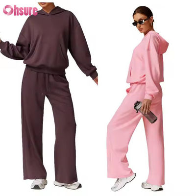 Damen 2-teilige Outfits Trainingsanzüge Sets Kapuzenpullover Weite Bein Sweatpants Tracksuit 2024 Herbst Matching Lounge Set