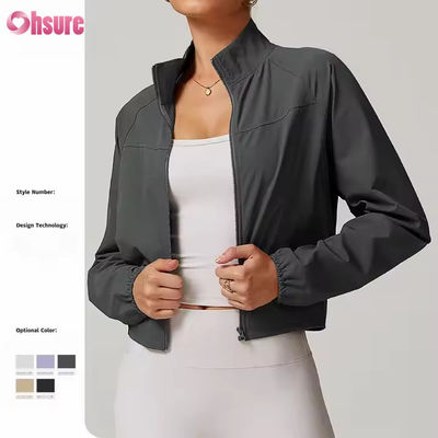 Schnell trockener Halsband Winddicht Outdoor Lauf Sportbekleidung Fitness Langärme Yoga Top Sport Jacke