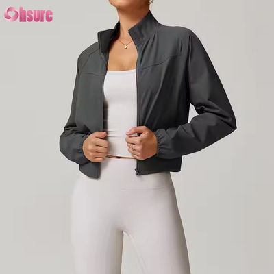 Schnell trockener Halsband Winddicht Outdoor Lauf Sportbekleidung Fitness Langärme Yoga Top Sport Jacke