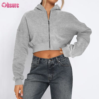 Fitness-Jacke für Damen mit durchgehendem Reißverschluss, bequem, dehnbar, weich, thermisch, winddicht, Vier-Wege-Stretch, nahtlos, Winter, mit Kapuze