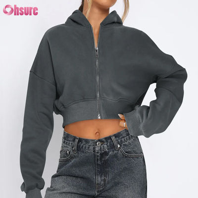 Fitness-Jacke für Damen mit durchgehendem Reißverschluss, bequem, dehnbar, weich, thermisch, winddicht, Vier-Wege-Stretch, nahtlos, Winter, mit Kapuze