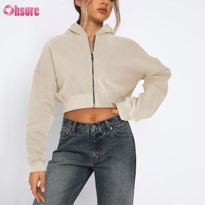 Fitness-Jacke für Damen mit durchgehendem Reißverschluss, bequem, dehnbar, weich, thermisch, winddicht, Vier-Wege-Stretch, nahtlos, Winter, mit Kapuze