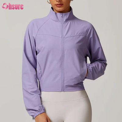 Frauen hochwertige Reißverschluss Training Jacken Custom Fitness Stand-up Kragen Winddicht Yoga Tops Großhandel Strick Winter Badge
