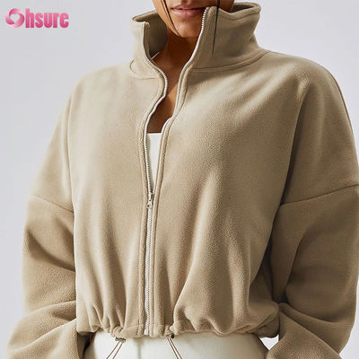Hochwertiges Logo-Support Top Hoodie Frauen Fitness Sportbekleidung Herbst Langärme Fleece Warm Full Zip Crop Hoodies
