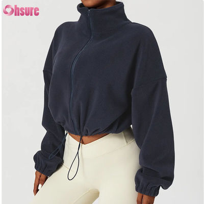 Hochwertiges Logo-Support Top Hoodie Frauen Fitness Sportbekleidung Herbst Langärme Fleece Warm Full Zip Crop Hoodies