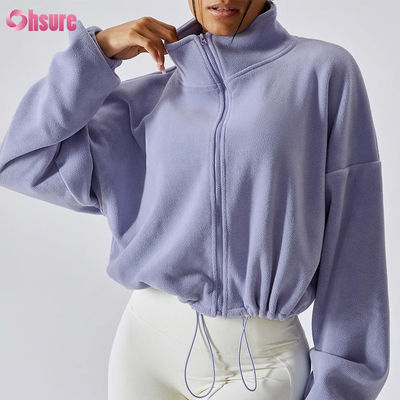Hochwertiges Logo-Support Top Hoodie Frauen Fitness Sportbekleidung Herbst Langärme Fleece Warm Full Zip Crop Hoodies