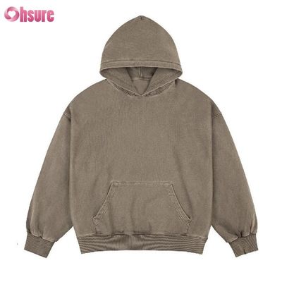 Heißer Verkauf 100% Baumwolle Säure gewaschen Oversized Custom Private Logo Box Fit Hoodie für Herren