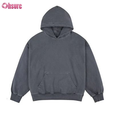 Heißer Verkauf 100% Baumwolle Säure gewaschen Oversized Custom Private Logo Box Fit Hoodie für Herren