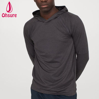 Heiß verkaufter Yoga-Hoodie für Herren, schnell trocknend, mit Mesh gefüttert, Wickelkapuze, normale Passform für das Fitnesstraining, individuelles Logo, einfarbiges Muster, Herbst