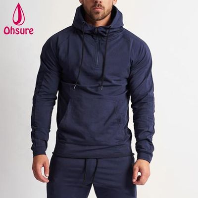 Herren Sport Pullover Hoodie Winter Warm Fitness Lauf Sweatshirt mit Reißverschluss und Print Design