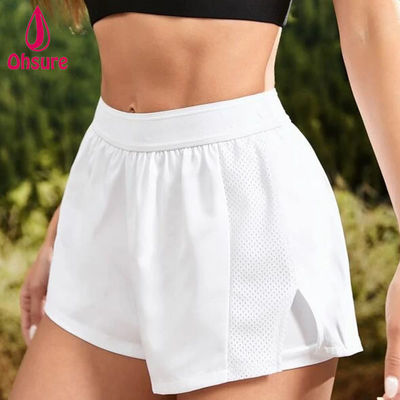 Damen Gym Yoga Sport Shorts Großhandel Custom Logo 93% Polyester, 7% Elasthan High Waist Elastischer Bund 2 in 1 Casual Gewebt XS-XXL