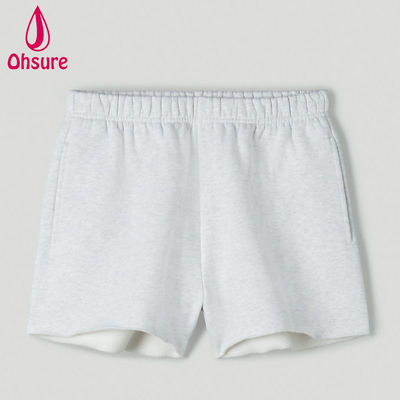 Großhandel Custom Logo Schweißshorts mit hoher Taille Frauen Fitness Fitness Gym Training Shorts mit hoher Taille Loose Inseam Taschen Roh Hem Casual