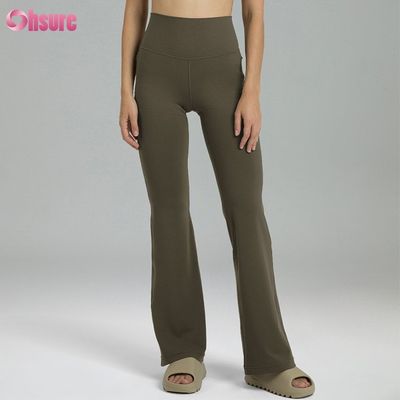 80% Nylon 20% Spandex Blend 220 Gramm Nackte Softy Gymnase Hosen Elastische Taille Training Flare Leggings für Frauen