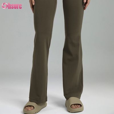 80% Nylon 20% Spandex Blend 220 Gramm Nackte Softy Gymnase Hosen Elastische Taille Training Flare Leggings für Frauen