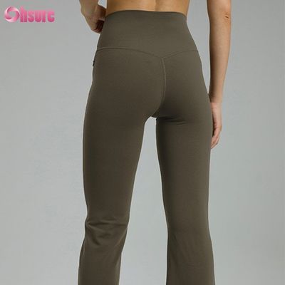80% Nylon 20% Spandex Blend 220 Gramm Nackte Softy Gymnase Hosen Elastische Taille Training Flare Leggings für Frauen