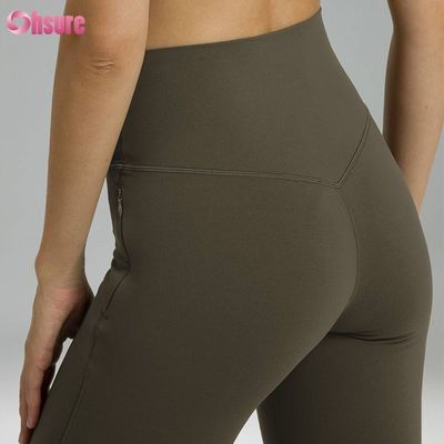 80% Nylon 20% Spandex Blend 220 Gramm Nackte Softy Gymnase Hosen Elastische Taille Training Flare Leggings für Frauen