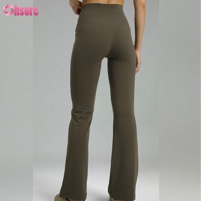 80% Nylon 20% Spandex Blend 220 Gramm Nackte Softy Gymnase Hosen Elastische Taille Training Flare Leggings für Frauen