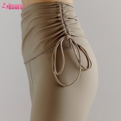 Recycelte Nylon-Spandex-Blend-Sporthose Verstellbare Zugseile Training Leggings für Frauen Voll 1 Stück Hoch Yoga Tragen Volllänge
