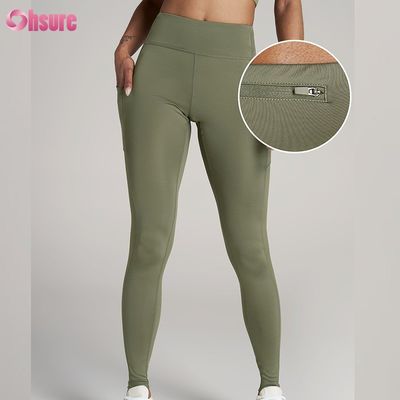 Plus Size Yoga Hose mit Reißverschlusstasche hinten, feuchtigkeitsabsorbierend und schnell trocknend, Leggings für Damen