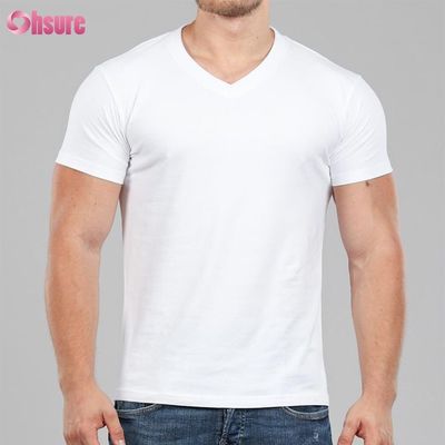 T-Shirt aus Bambus für Herren, hautfreundliches Material, Boxen-T-Shirt, V-Ausschnitt, Druck, lässiger Print, Muster, Strick, Muskelunterstützung