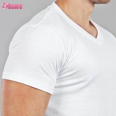 T-Shirt aus Bambus für Herren, hautfreundliches Material, Boxen-T-Shirt, V-Ausschnitt, Druck, lässiger Print, Muster, Strick, Muskelunterstützung