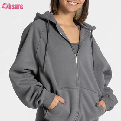 Hochwertiger Oversized-Zip-Pullover-Sweatshirt für Damen mit individuellem Logo, einzigartigem Design, Fleece-Hoodies für den Winter