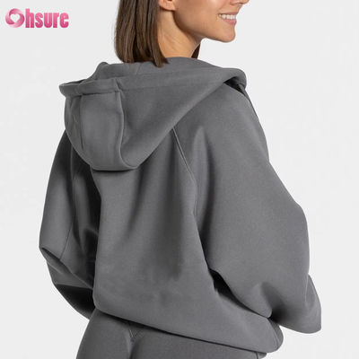 Hochwertiger Oversized-Zip-Pullover-Sweatshirt für Damen mit individuellem Logo, einzigartigem Design, Fleece-Hoodies für den Winter