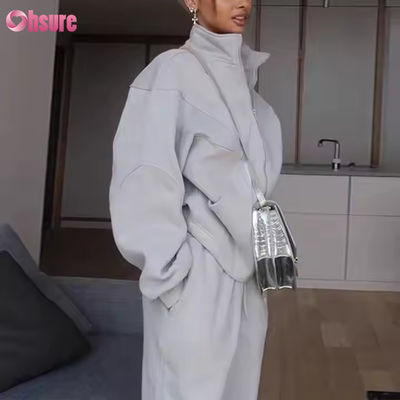 Custom Damen-Schweißanzug Zwei-Stücke-Zip-Up-Hoodie und Jogger-Set Kausal Sportbekleidung Fleece 2-Stücke-Set Damen-Oversized-Hoodie