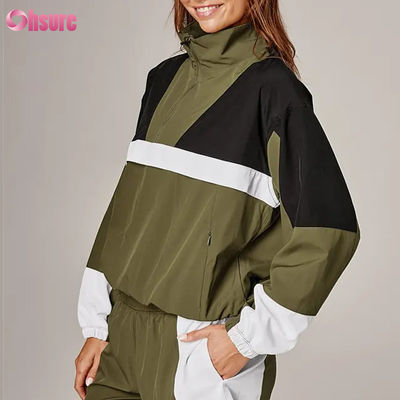 Hochwertige Multikolor-Sport-Regenjacke für Damen Vintage-Stil Winddicht Kapuze Strickgewebe zum Radfahren Laufen im Freien