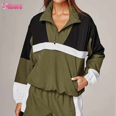 Hochwertige Multikolor-Sport-Regenjacke für Damen Vintage-Stil Winddicht Kapuze Strickgewebe zum Radfahren Laufen im Freien