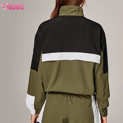 Hochwertige Multikolor-Sport-Regenjacke für Damen Vintage-Stil Winddicht Kapuze Strickgewebe zum Radfahren Laufen im Freien
