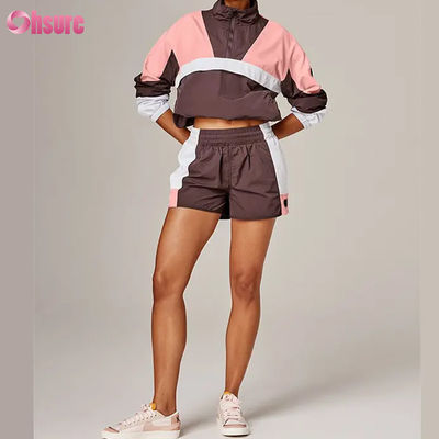 Hochwertige Multikolor-Sport-Regenjacke für Damen Vintage-Stil Winddicht Kapuze Strickgewebe zum Radfahren Laufen im Freien
