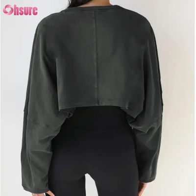 2025 Neue Mode Leichte Kapuzenpullover Oversized Damen Hoodies Rundhals und Jogger Crop Top