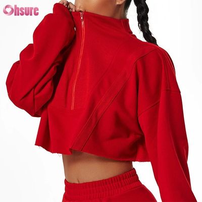 Custom Logo Custom Plain Sweatshirt Frauen Hoodies Druck Schwergewicht Baumwolle Casual Short Sets Frauen Zwei Stück Winter gestrickt