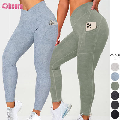 Individuelle Gymnastik V-Taille Leggings für Damen, Workout, Po-Lifting, Yogahosen, Sport, Fitness, Yoga-Leggings mit Tasche