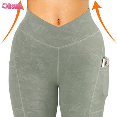 Individuelle Gymnastik V-Taille Leggings für Damen, Workout, Po-Lifting, Yogahosen, Sport, Fitness, Yoga-Leggings mit Tasche