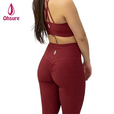 Damen Scrunch-Po-Gymnastik-Leggings, elastische Taille, Sport-Tights, Fitness-Activewear mit einfarbigem Muster, Yogahosen