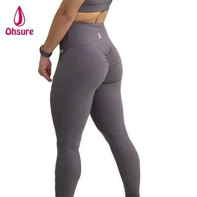 Damen Scrunch-Po-Gymnastik-Leggings, elastische Taille, Sport-Tights, Fitness-Activewear mit einfarbigem Muster, Yogahosen