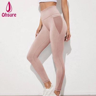 Atmungsaktive Netzläuferhosen mit Tasche Yoga Leggings für Frauen Kompressions-Sportstrumpfhosen